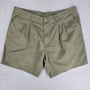 MunsingWear Shorts Mens 40 Green Pleated Chino Elastic Waist Back Flap Pockets